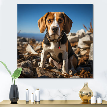 Rescue beagle dog in rocky - Dog Beagle Living Room Wall Art